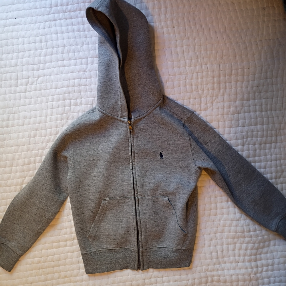 Ralph Lauren Kids Heather Gray Full-Zip Hooded Sweatshirt